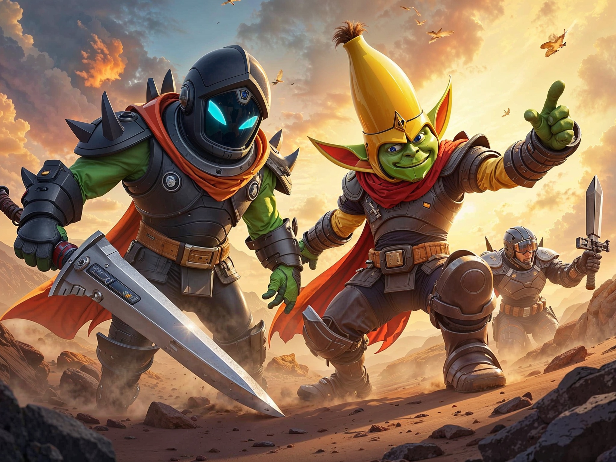 Goblin and banana warriors
