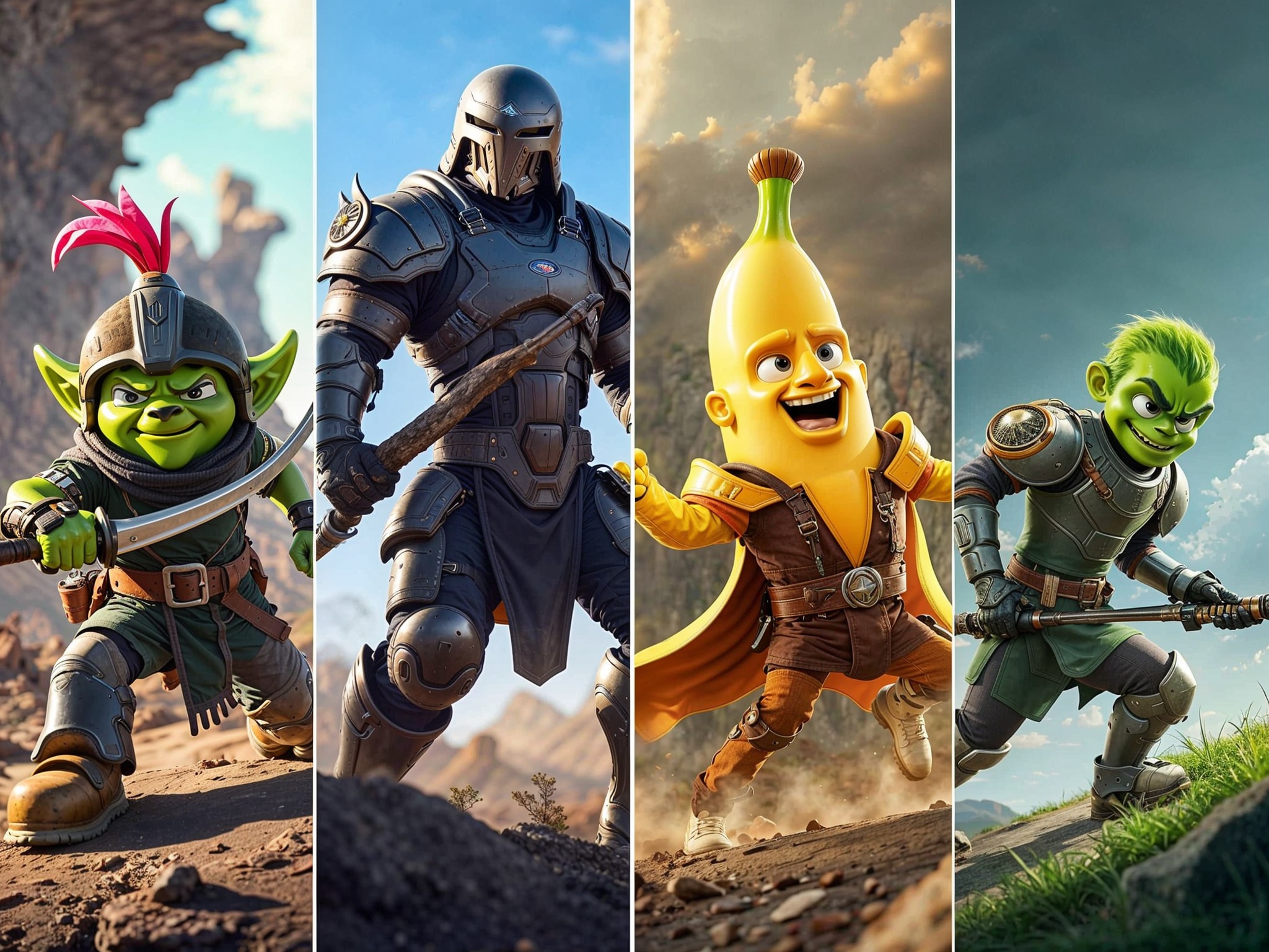 Bananium character lineup showing all fighter types