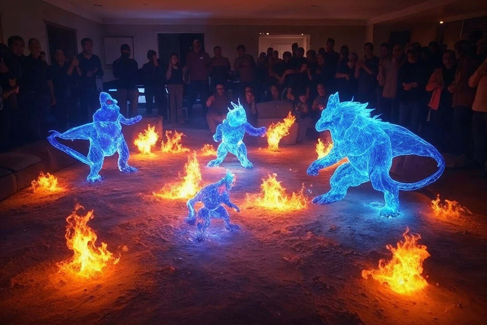 Fighters in a glowing arena