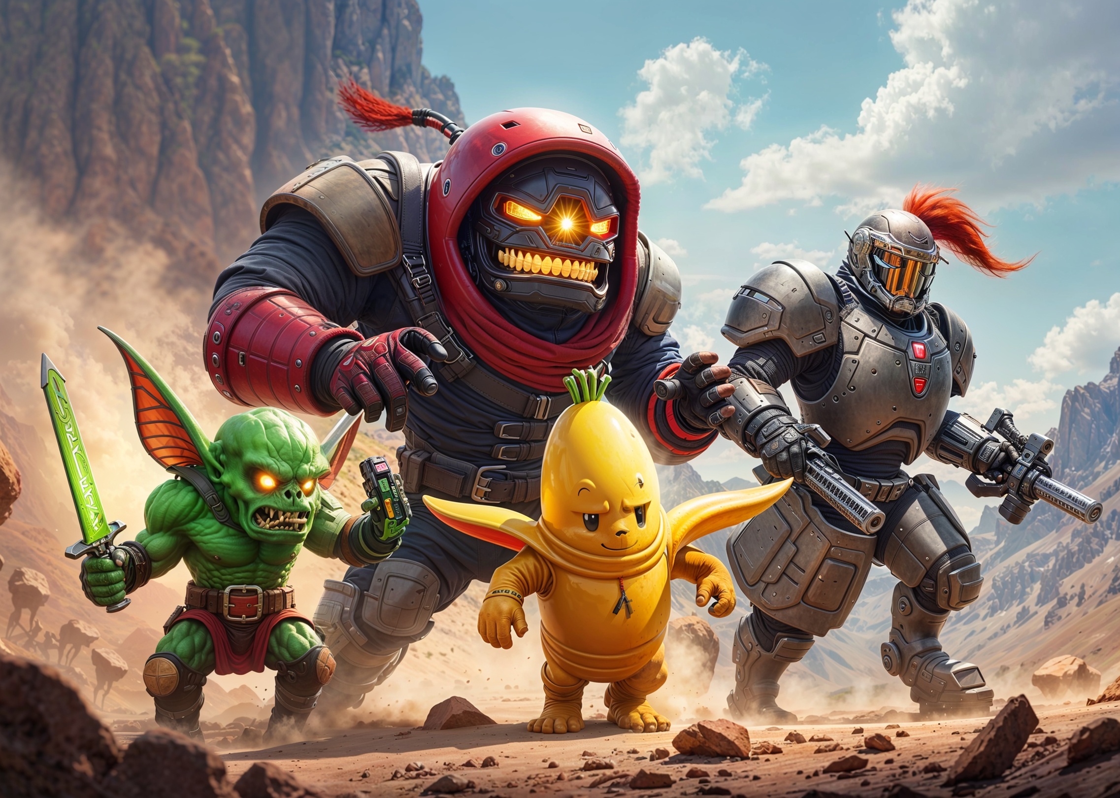 Bananium characters: Goblin, Banana, Knight